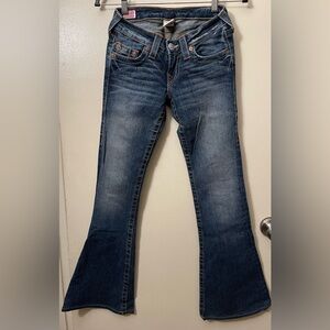True Religion Women’s 5 pocket Flare Legged Blue Jeans, size 24